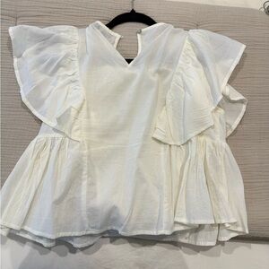 Elegant White Ruffle Sleeve Top